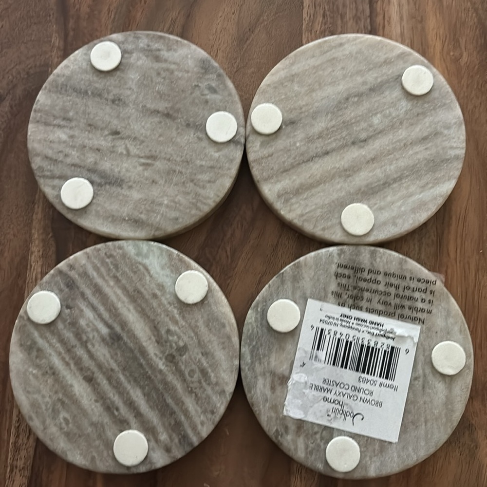 Circular Gray/Brown Marble Coasters - Picture 2 of 3